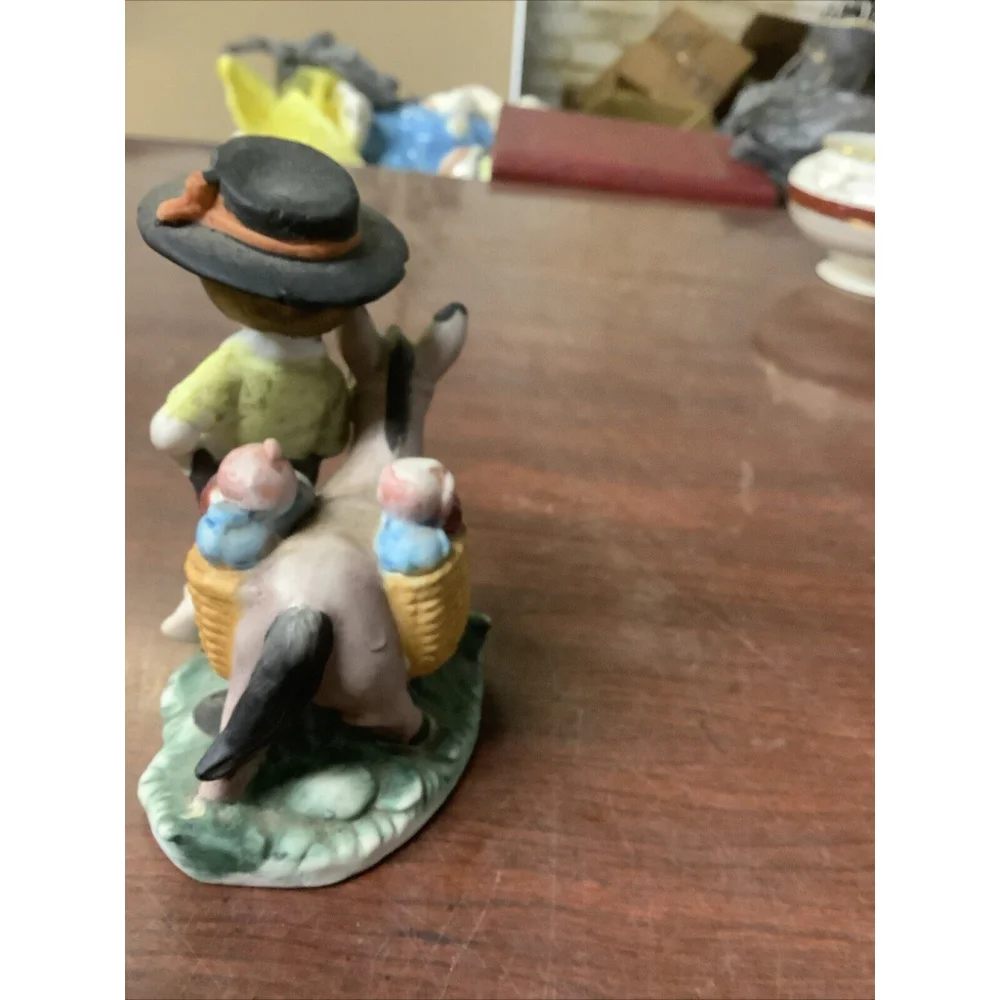 Vintage Boy With Donkey Porcelian 3 3/4”